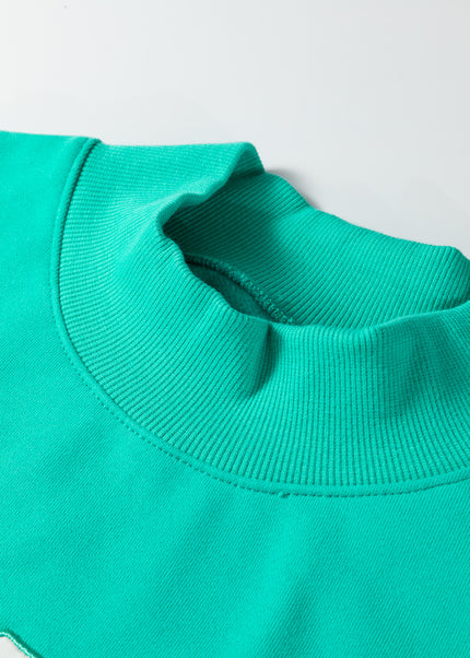 Bright Pink Oversize Blessed Embroidered Mock Neck Sweatshirt