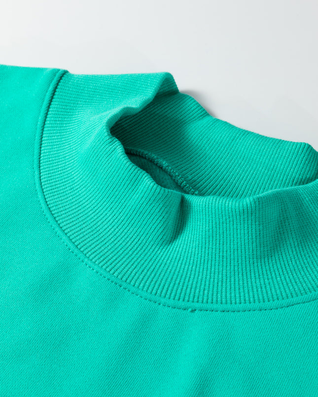 Bright Pink Oversize Blessed Embroidered Mock Neck Sweatshirt