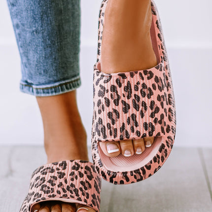 Black Print Thick Sole Slip On Slippers