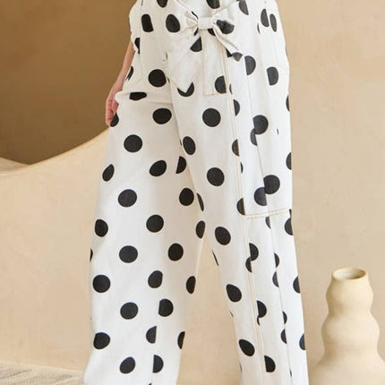 Sky Blue Polka Dot Bow Jeans