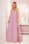Dirty Pink Dress with Neckline and Tie – Justine