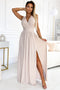 Beige Glitter Long Dress with Tie Back – Justine