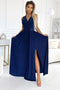 Navy Blue Glitter Long Dress with Tie Back – Justine
