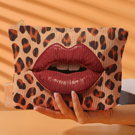 Leopard Lip Print Makeup Bag