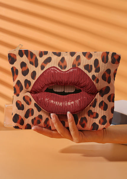 Leopard Lip Print Makeup Bag