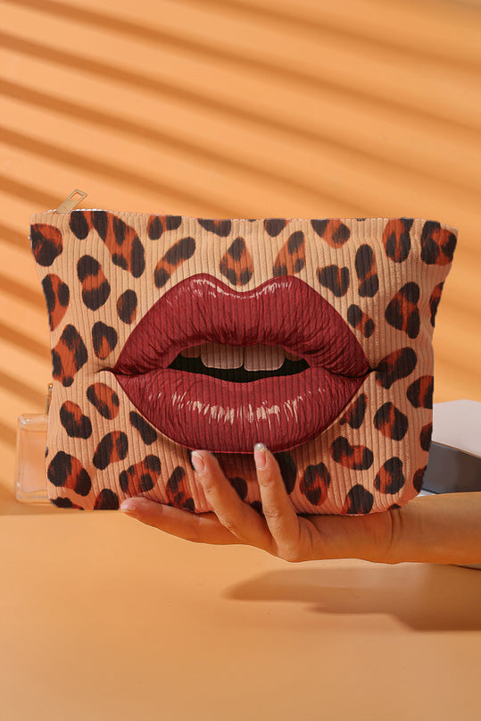 Leopard Lip Print Makeup Bag
