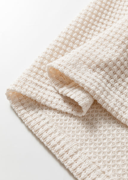 Jet Stream Solid Color Textured Knit Asymmetric Shoulder Long Sleeve Top