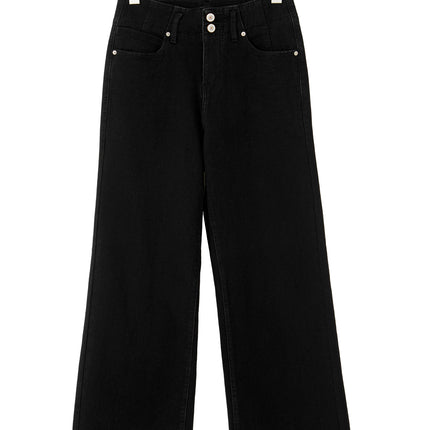 Mist 2-Button High Waist Flared Bottom Jeans