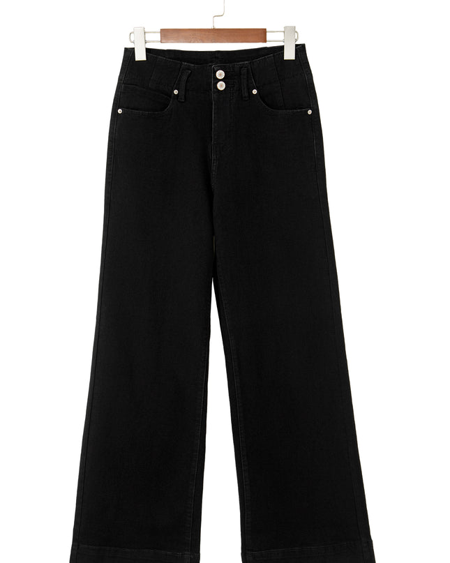 Mist 2-Button High Waist Flared Bottom Jeans