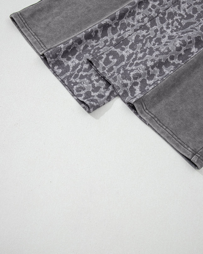 Coffee Leopard Patchwork Loose Pants