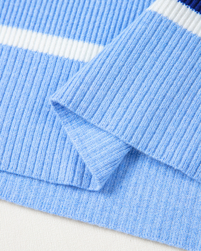 Black Stripe Colorblock Quarter Zip Collar Sweater Vest