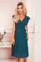 Green Pleated Dress with Frills – Polina