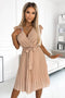 Beige Pleated Dress with Frills – Polina