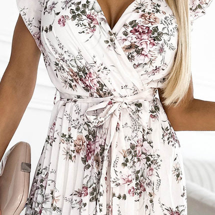 Wild Flowers Print Pleated Dress with Frills – Polina