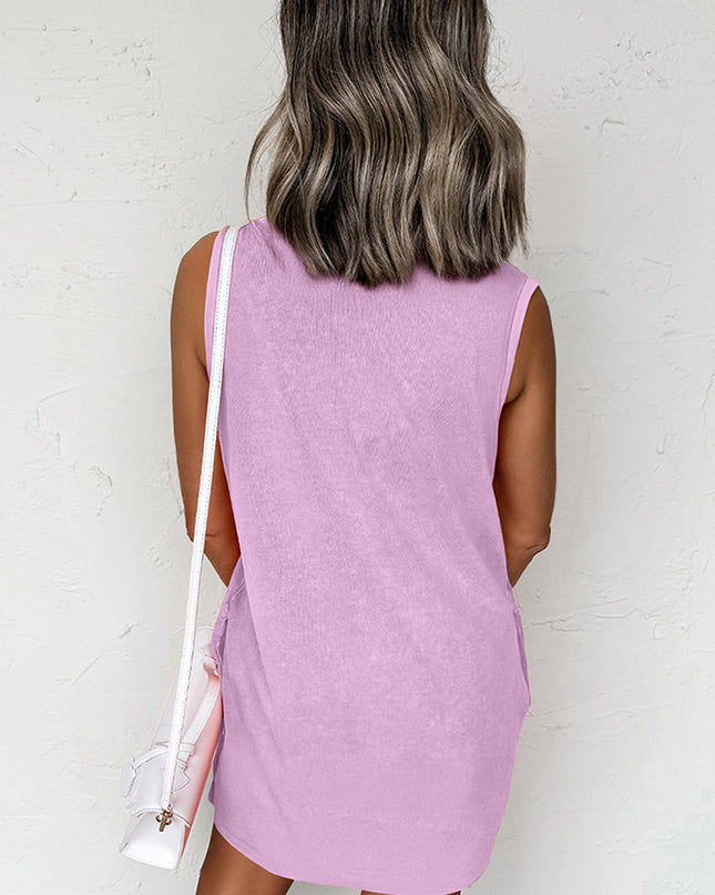 Sea Green Tank Mini Dress with Pockets