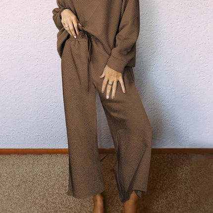 Navy Blue Ultra Loose Textured 2pcs Slouchy Outfit Set