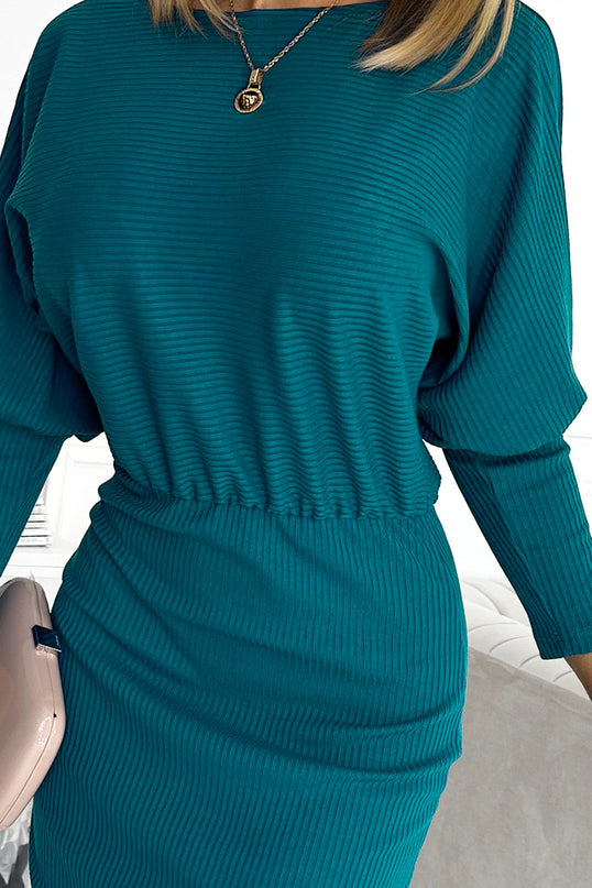 Sea Color Striped Dress with Cuffs – Lara