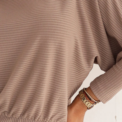 399-4 LARA Ribbed dress with cuffs - mocha mousse