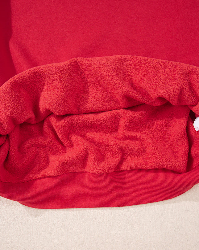 Bright Pink Oversize Drop Shoulder Reversible Mock Neck Sweatshirt