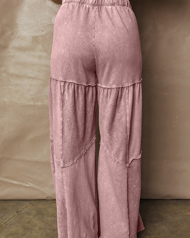 Careys Tiered Wide Leg Patchwork Drawstring Pants