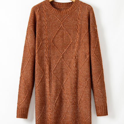 Cable Knit Drop Shoulder Sweater Dress