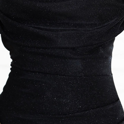 Black Shiny Draped Dress – Cosima
