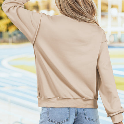 Bright Pink Oversize Drop Shoulder Reversible Mock Neck Sweatshirt