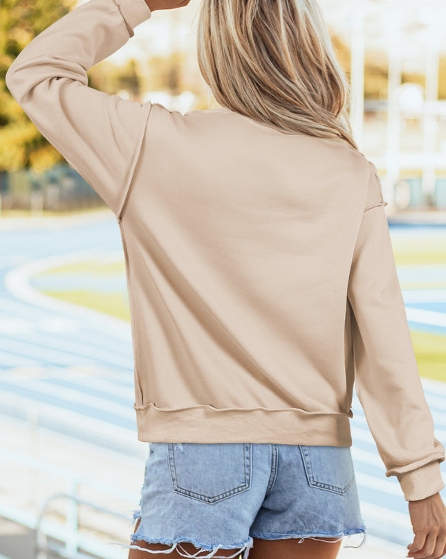 Bright Pink Oversize Drop Shoulder Reversible Mock Neck Sweatshirt