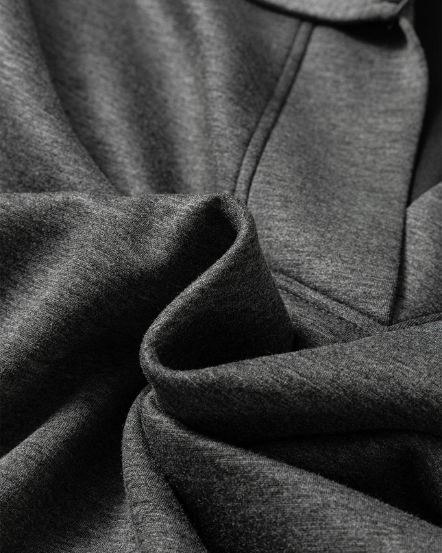 Medium Grey Collared V Neck Pullover Sweatshirt Sweatpants Set