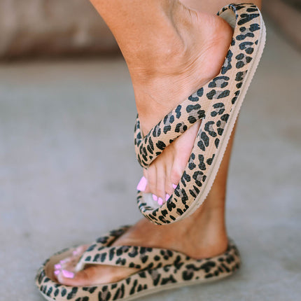 Leopard Print Thick Sole Flip Flops