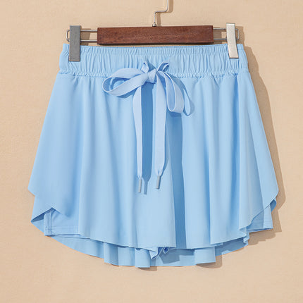 Black Drawstring High Waist Lined Tennis Skorts