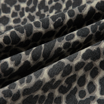 Black Leopard Print High Waist Barrel Jeans