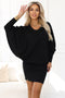 Black Long Sleeve Batwing Dress