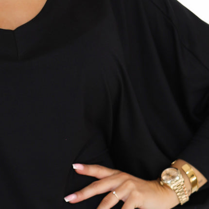 Black Long Sleeve Batwing Dress