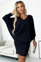 Black Glitter Dress with Neckline – Bat