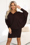 Chocolate Batwing Long Sleeve Dress