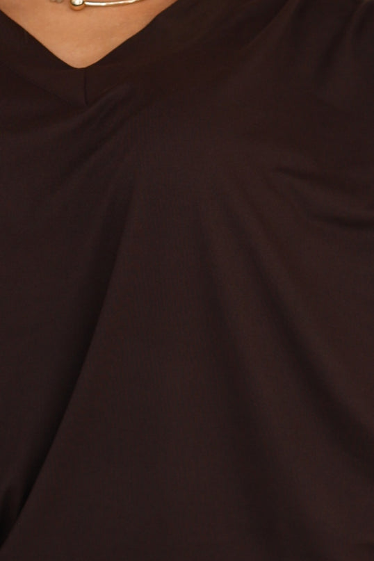 Chocolate Batwing Long Sleeve Dress