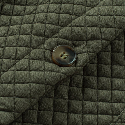 Black Retro Quilted Flap Pocket Button Shacket