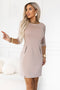Light Cappuccino Dress with 3/4 Sleeves and Zippers – Mary