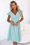 Pistachio Dress with Neckline and Short Sleeves – Matilde