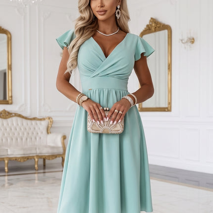 425-17 MATILDE Dress with neckline and short sleeve - pistachio