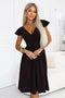 Chocolate Brown Dress with Neckline and Short Sleeves – Matilde