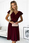 425-4 MATILDE Dress with a neckline and short sleeves - Burgundy color