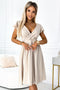 425-7 MATILDE Dress with a neckline and short sleeves - beige color