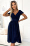 425-8 MATILDE Dress with a neckline and short sleeves - navy blue with glitter