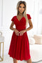 425-9 MATILDE Dress with a neckline and short sleeves - red with glitter