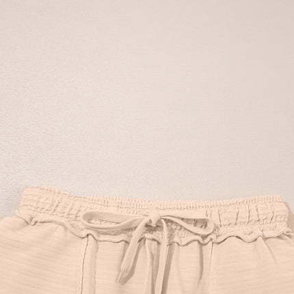 Pink Textured V Neck T Shirt and Shorts Set