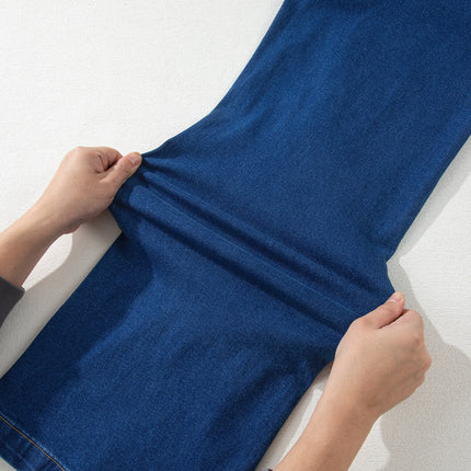 Sail Blue Hardware Decor Patched Pockets Wide Leg Jean Pants