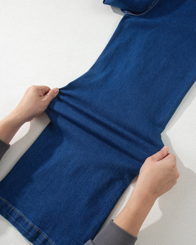 Sail Blue Hardware Decor Patched Pockets Wide Leg Jean Pants