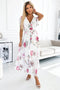 White Pleated Midi Dress with Frills and Flowers – Lisa